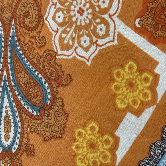 Vtg Y2k Babydoll Peasant Top Size L Orange Fairy Whimsi Paisley Flutter Festival - Picture 7 of 12